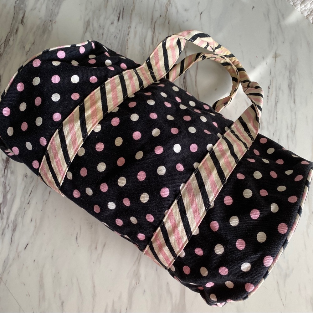 🍉 5 for $25 Sale! 🍉 
LULU GUINNESS POLKA DOT ROUND CANVAS DUFFLE BAG